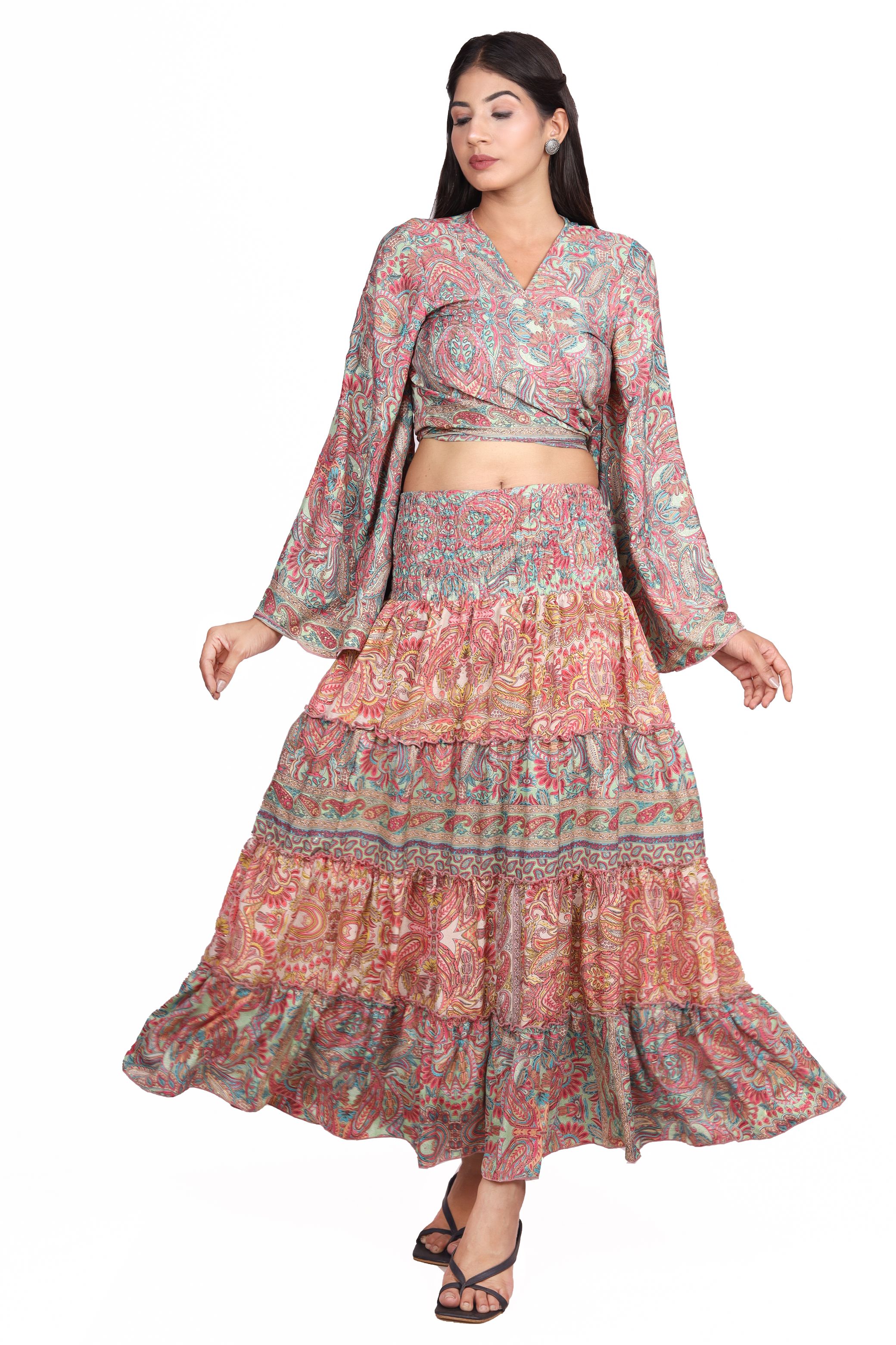 Wrap Top-Skirt Set